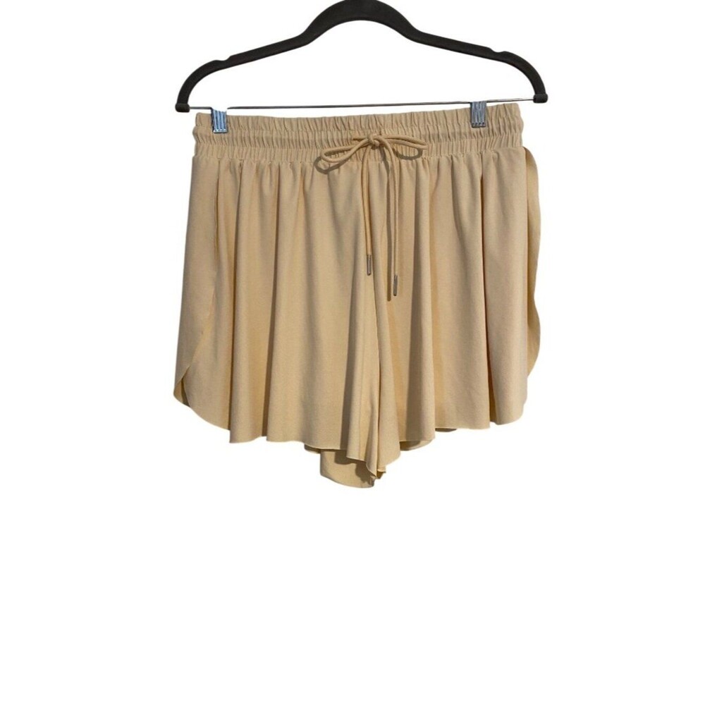Love Tree Women’s L Cream Shorts Layered Skirt Look Raw Hem Drawstring Preppy